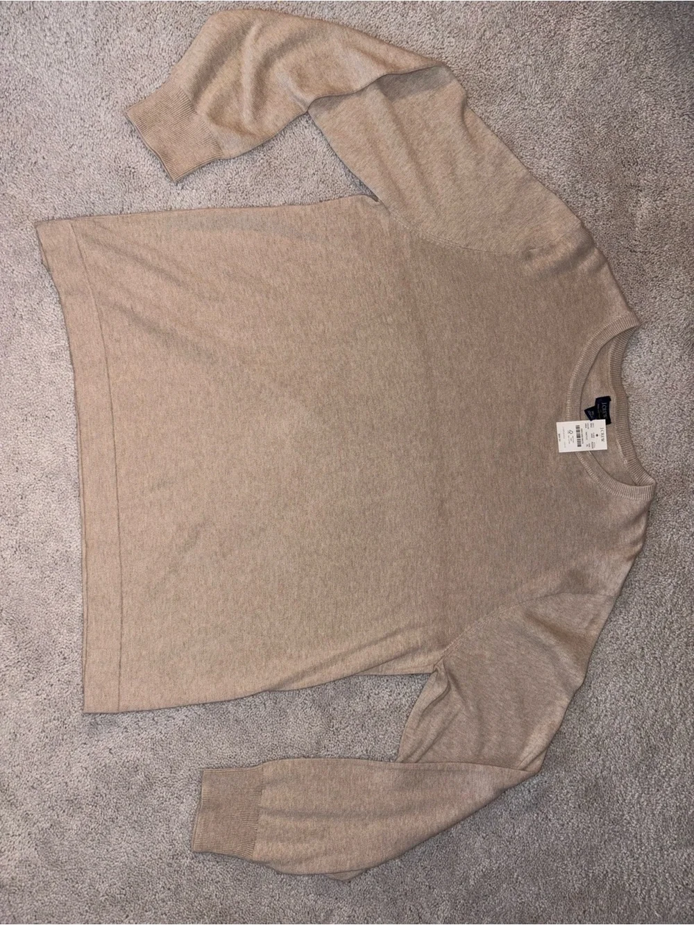 NWT J.Crew 100% Cotton Crewneck Sweater XL Oatmeal Beige Lightweight knit